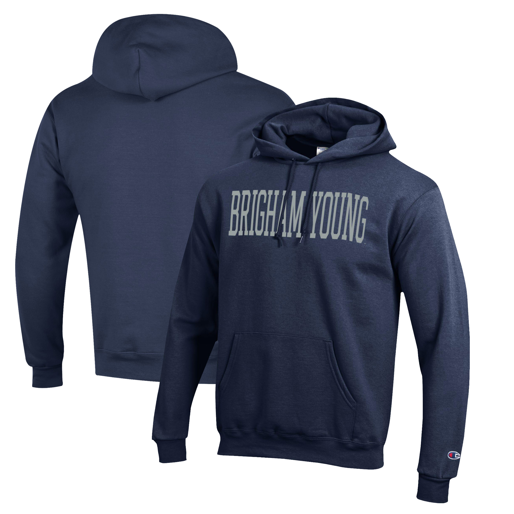 Men's Champion Navy BYU Cougars Eco Powerblend Pullover Hoodie - Image 2