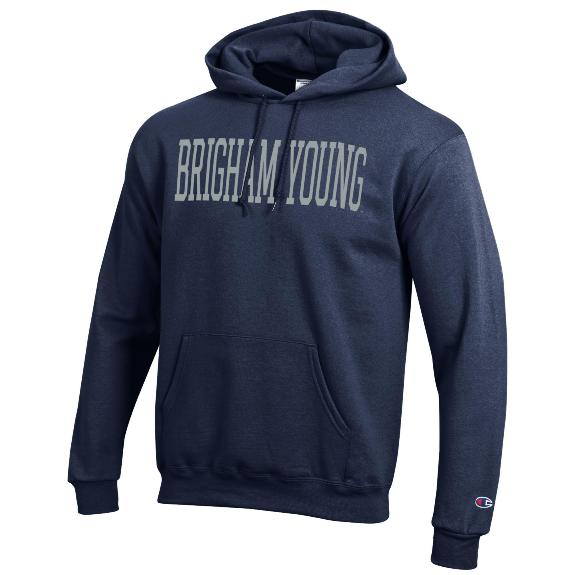 Men's Champion Navy BYU Cougars Eco Powerblend Pullover Hoodie - Image 3