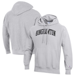 Men's Champion Heathered Gray Binghamton Bearcats Reverse Weave Fleece Pullover Hoodie
