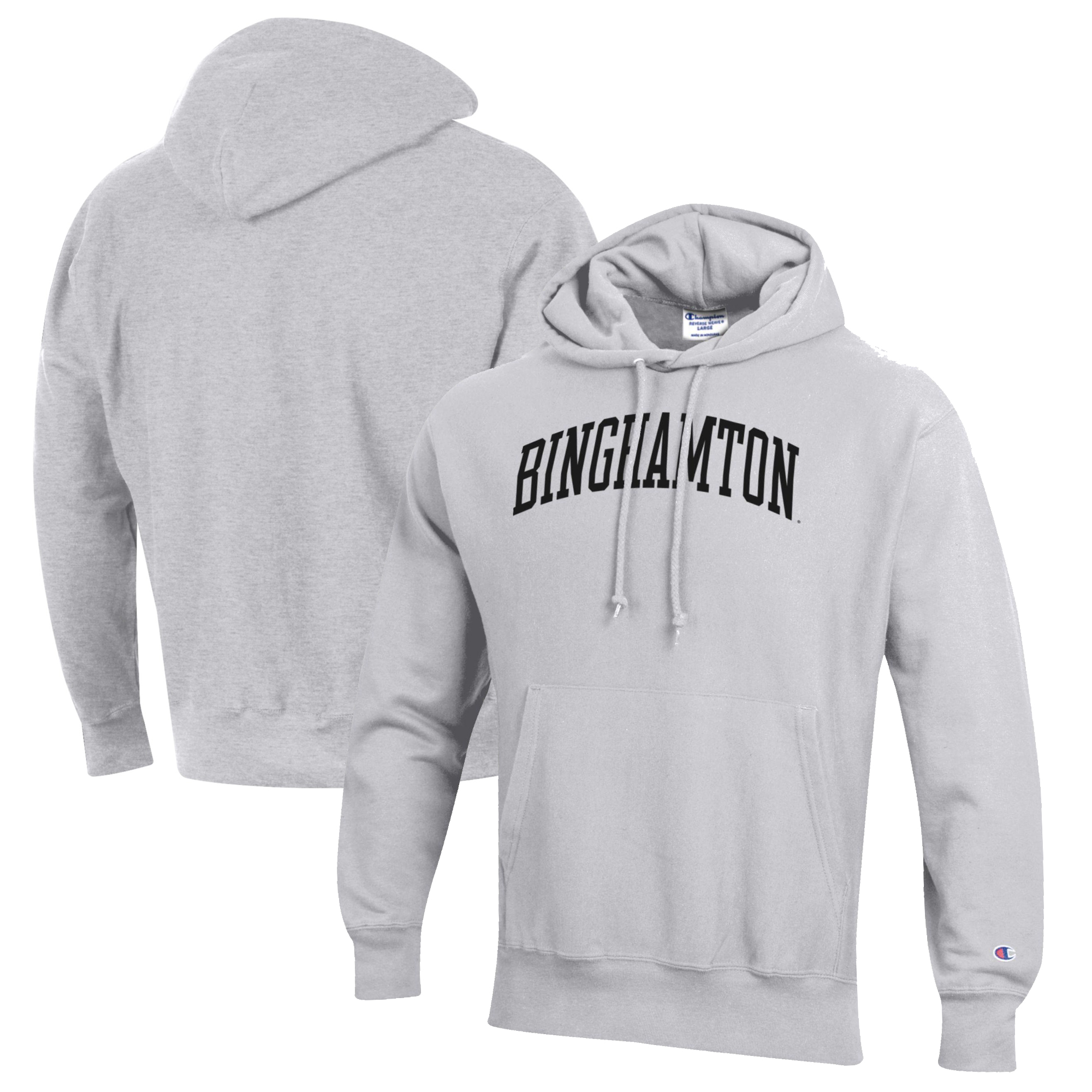 Men's Champion Heathered Gray Binghamton Bearcats Reverse Weave Fleece Pullover Hoodie