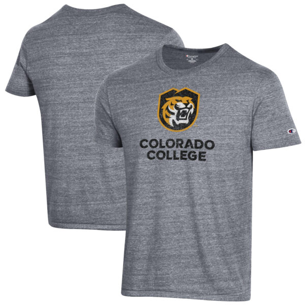 Men's Champion Heathered Gray Colorado College Tigers Ultimate Tri-Blend T-Shirt - Image 5