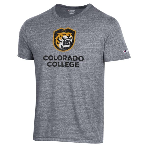 Men's Champion Heathered Gray Colorado College Tigers Ultimate Tri-Blend T-Shirt - Image 6