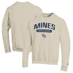 Men's Champion Heathered Oatmeal Colorado School of Mines Orediggers Eco Powerblend Crewneck Sweatshirt