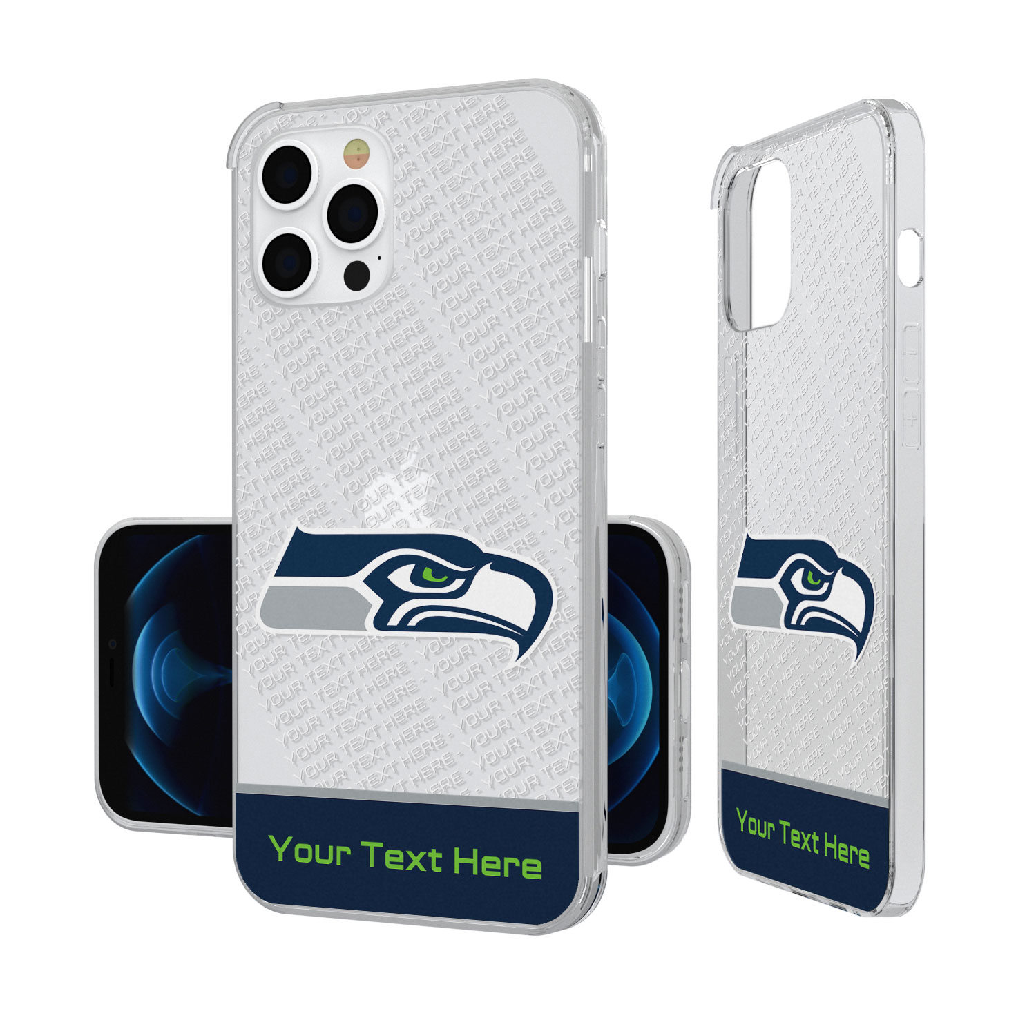 Seattle Seahawks Personalized Endzone Plus Design iPhone Clear Case