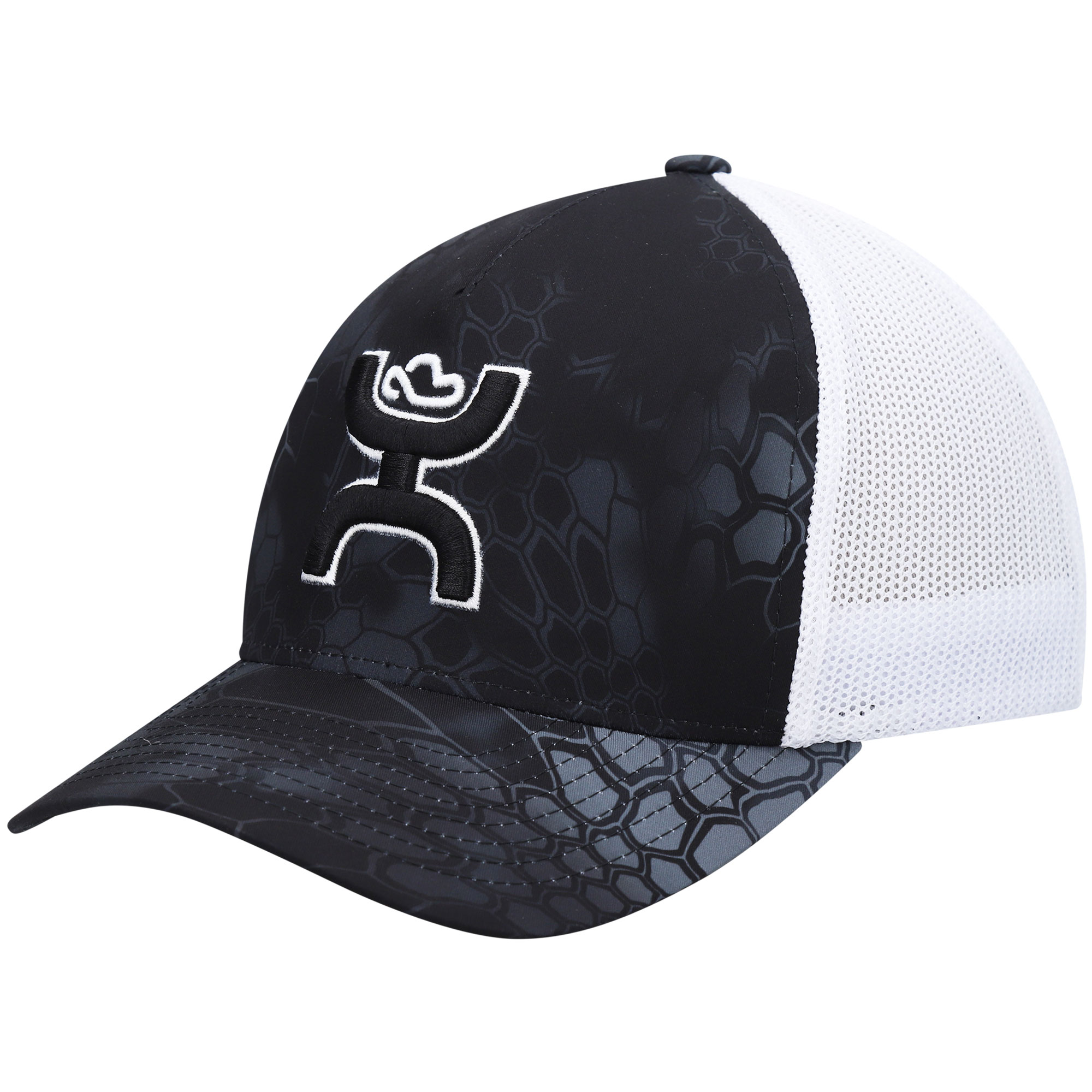 Men's HOOey Black/White Bass Trucker Snapback Hat - Image 6