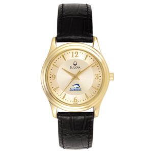 Women's Bulova Gold Hofstra University Pride Stainless Steel Watch with Leather Band
