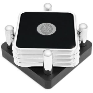 Silver Tulane Green Wave 4-Piece Logo Square Coaster Set in Presentation Stand