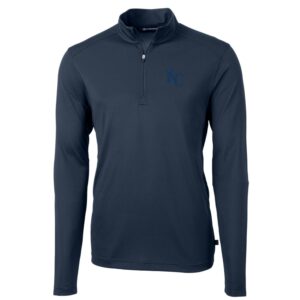 Men's Cutter & Buck Navy Kansas City Royals Big & Tall Virtue Eco Pique Quarter-Zip Pullover Jacket