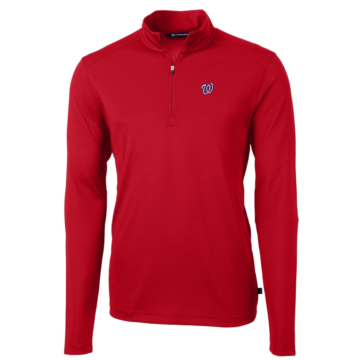 Men's Cutter & Buck Red Washington Nationals Big & Tall Virtue Eco Pique Quarter-Zip Pullover Jacket
