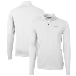 Men's Cutter & Buck White Pacific Tigers Big & Tall Virtue Eco Pique Recycled Quarter-Zip Pullover Top