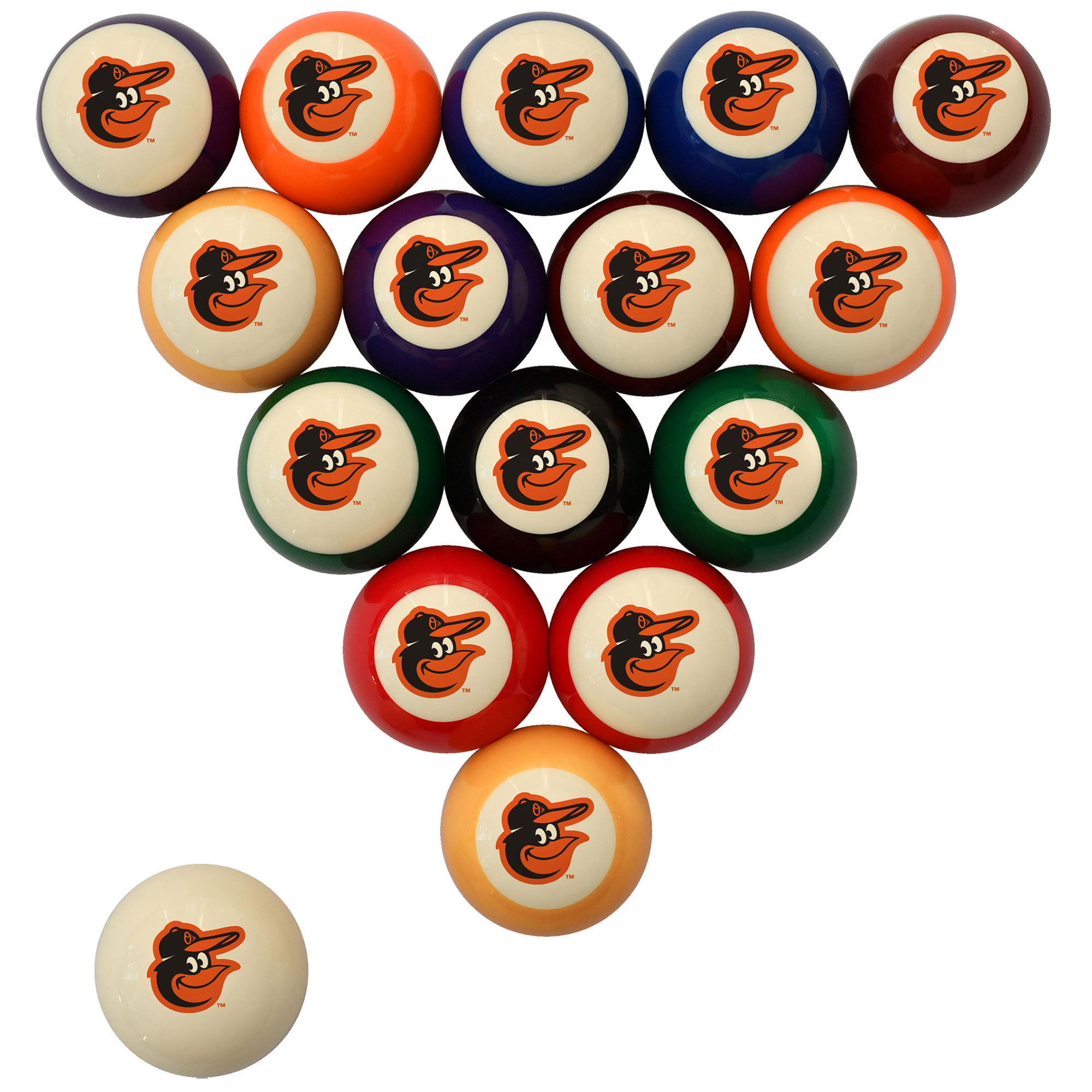 Imperial Cream Baltimore Orioles Retro Billiard Ball Set