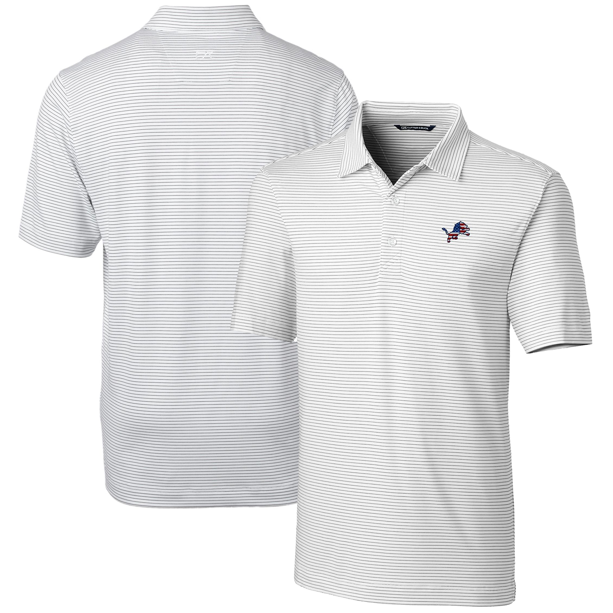 Men's Cutter & Buck White Detroit Lions Big & Tall Forge Pencil Stripe Stretch Polo - Image 11