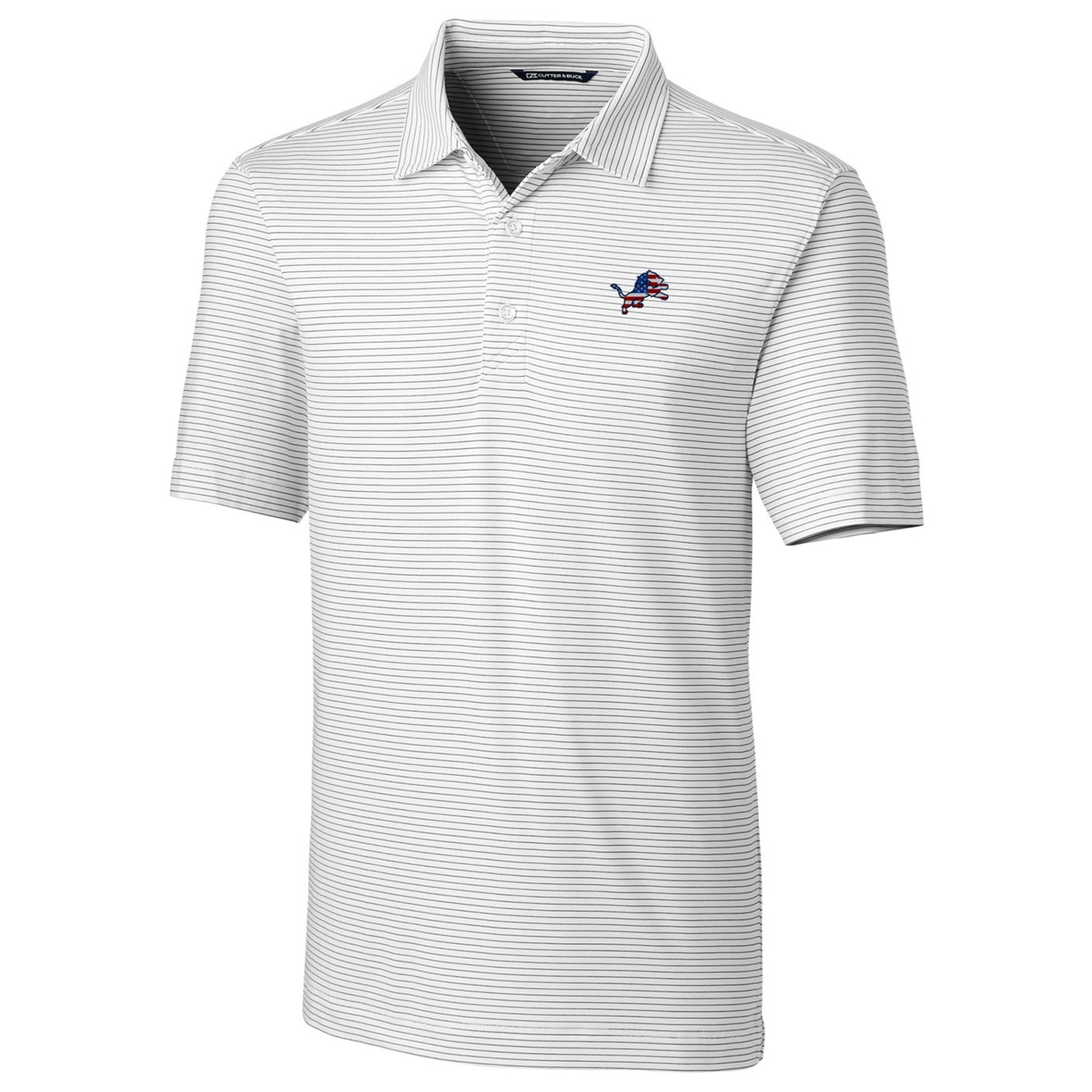 Men's Cutter & Buck White Detroit Lions Big & Tall Forge Pencil Stripe Stretch Polo - Image 13