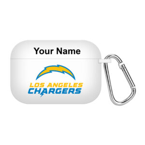 White Los Angeles Chargers Personalized AirPods Pro Case Cover