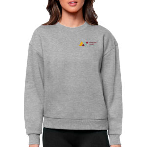 Women's Antigua Heathered Gray Antelope Valley College Victory Crewneck Pullover Sweatshirt