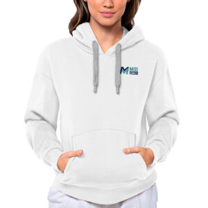 Women's Antigua White Mid Michigan College Victory Pullover Hoodie
