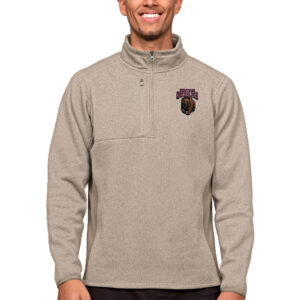 Men's Antigua Oatmeal Montana Grizzlies Course Quarter-Zip Pullover Top