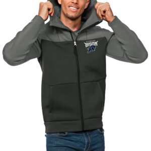 Men's Antigua Steel/Charcoal Howard Bison Protect Full-Zip Hoodie