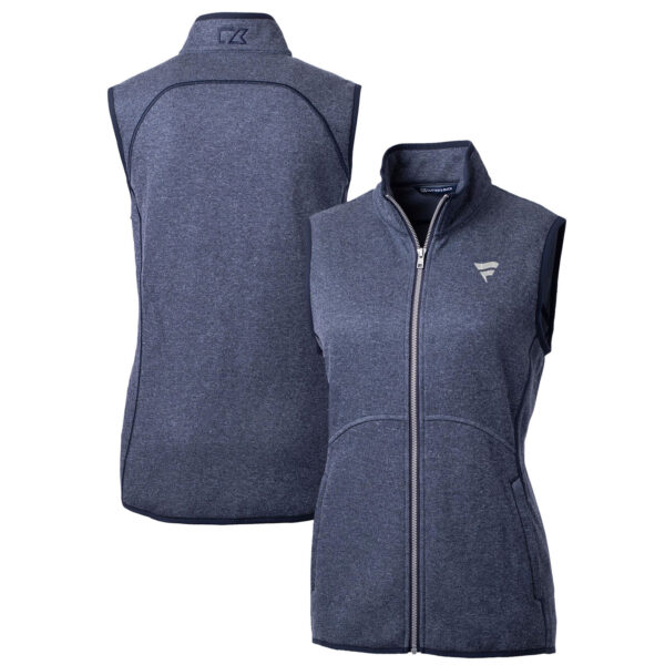 Women's Cutter & Buck Heather Navy Fanatics Corporate Mainsail Basic Sweater Knit Fleece Full-Zip Vest - Image 5