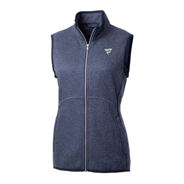 Women's Cutter & Buck Heather Navy Fanatics Corporate Mainsail Basic Sweater Knit Fleece Full-Zip Vest - Image 6