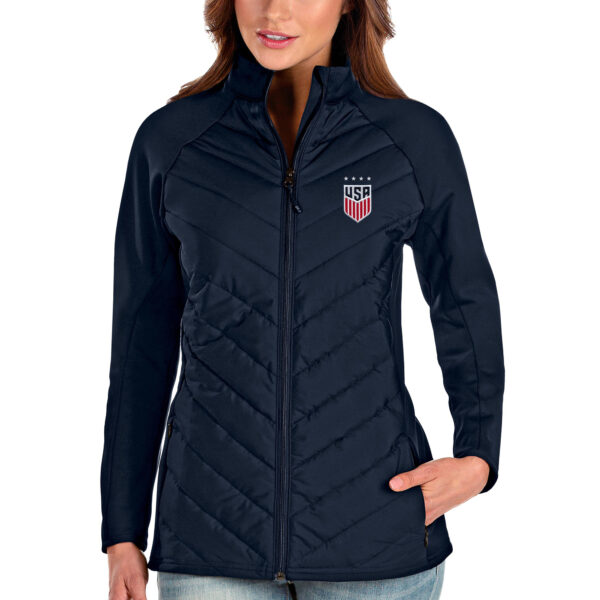 Women's Antigua Navy USWNT Altitude Quilted Full-Zip Jacket