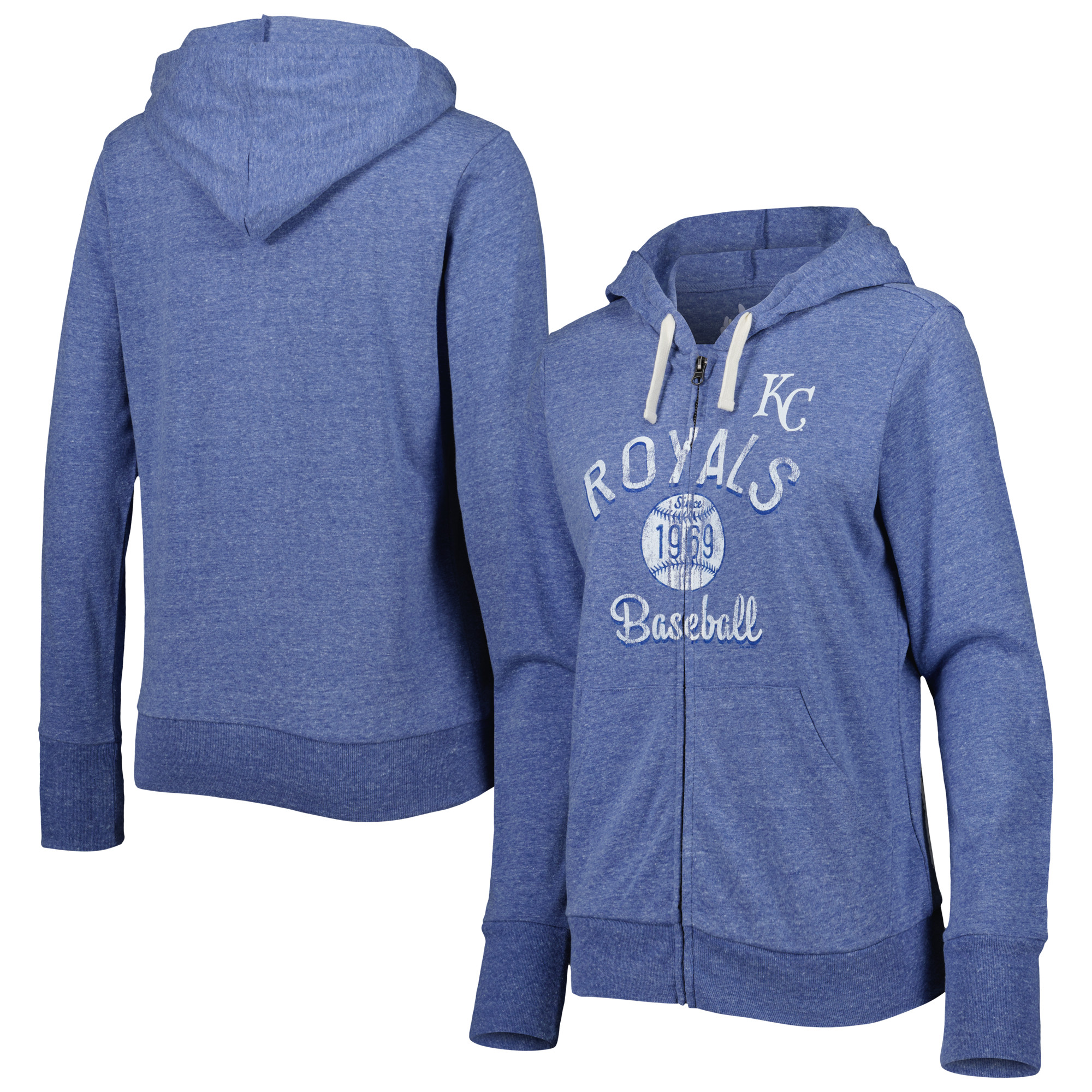 Women's Touch Royal Kansas City Royals Training Camp Tri-Blend Lightweight Full-Zip Hoodie - Image 2