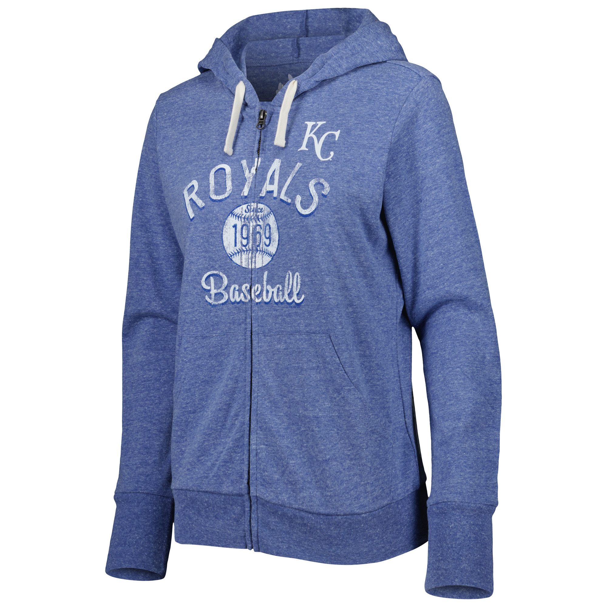 Women's Touch Royal Kansas City Royals Training Camp Tri-Blend Lightweight Full-Zip Hoodie - Image 3
