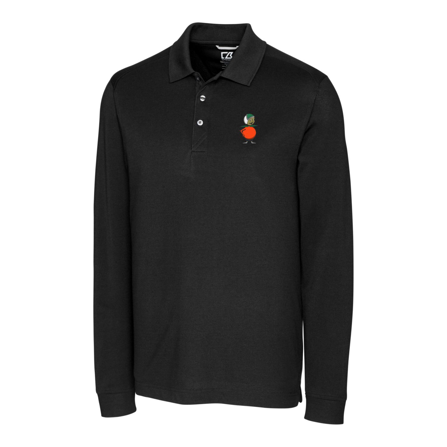 Men's Cutter & Buck Black UCF Knights Vault Advantage Tri-Blend Pique Big & Tall Long Sleeve Polo - Image 3