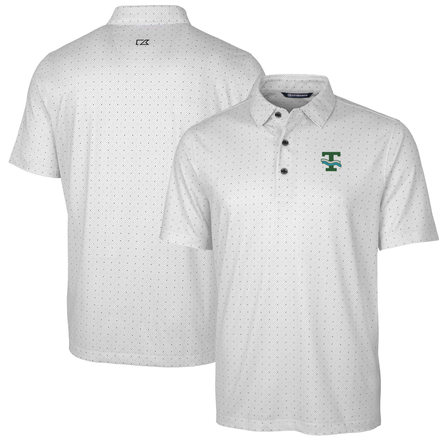 Men's Cutter & Buck Charcoal Tulane Green Wave Team Logo Big & Tall Pike Double Dot Print Stretch Polo