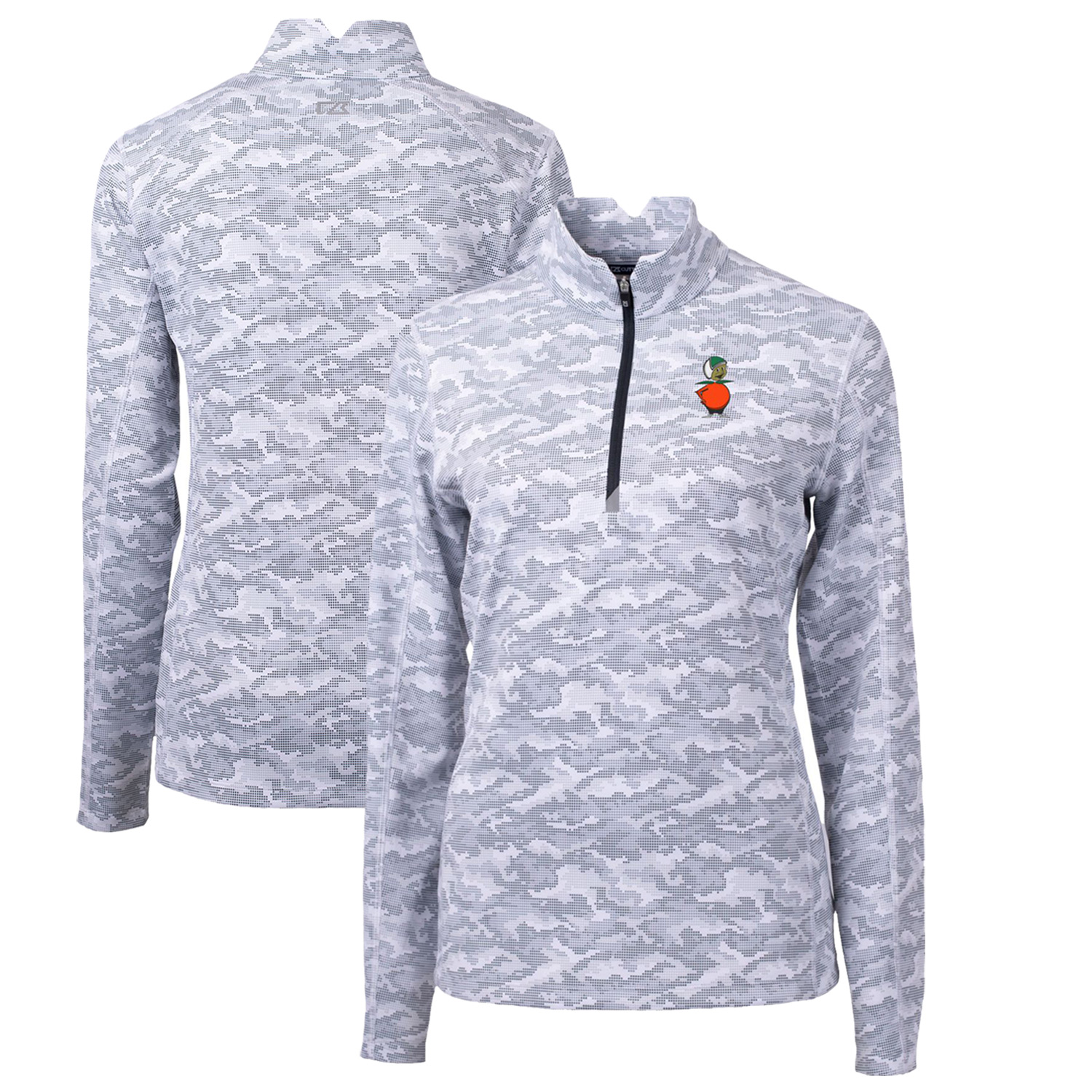 Women's Cutter & Buck Charcoal UCF Knights Traverse Camo Print Stretch Quarter-Zip Pullover Top