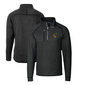 Men's Cutter & Buck Heather Charcoal Pittsburgh Steelers Mainsail Sweater-Knit Big & Tall Half-Zip Pullover Jacket
