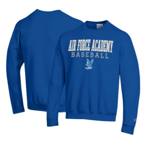 Men's Champion Blue Air Force Falcons Primary Team Logo Stack Logo Baseball Powerblend Pullover Sweatshirt