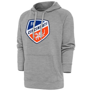 Men's Antigua Heather Gray FC Cincinnati Victory Pullover Hoodie