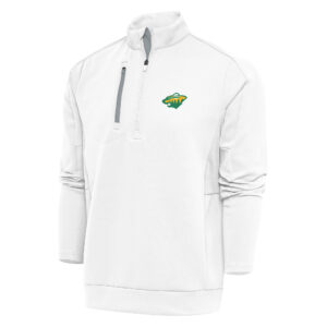 Men's Antigua White Minnesota Wild Special Edition 2.0 Generation Quarter-Zip Pullover Top