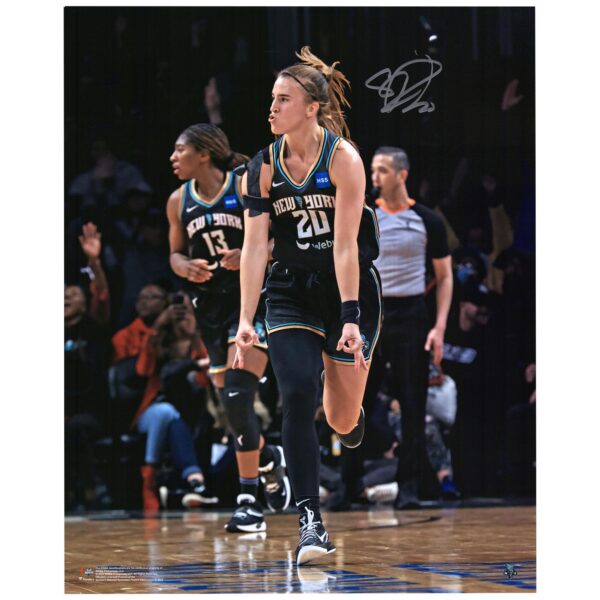 Sabrina Ionescu New York Liberty Autographed 16" x 20" Celebrating in Black Jersey Photograph