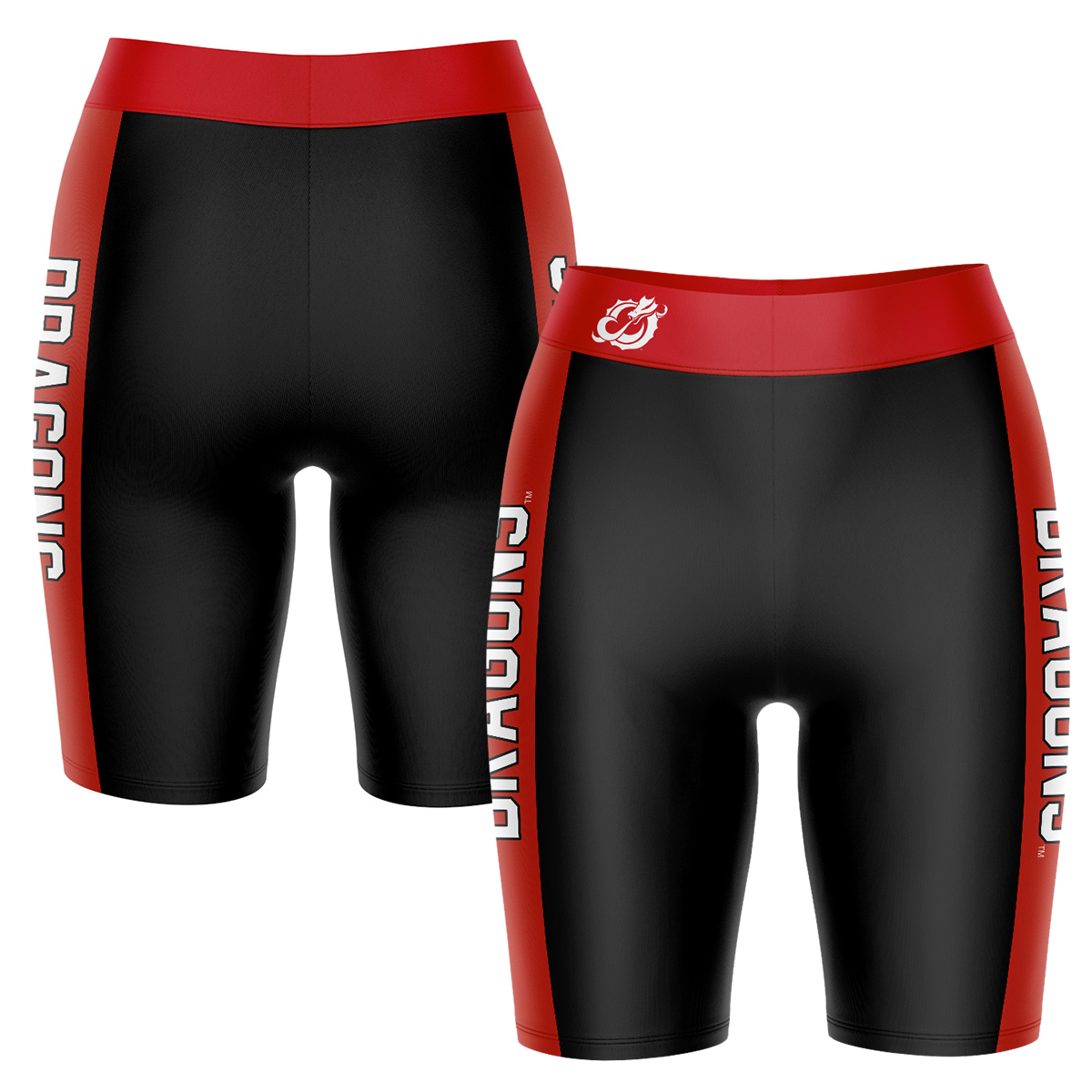 Women's Black/Brown Minnesota State Moorhead Dragons Plus Size Striped Design Bike Shorts
