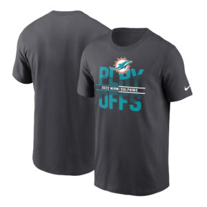 Men's Nike Anthracite Miami Dolphins 2022 NFL Playoffs Iconic T-Shirt
