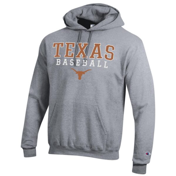 Men's Champion Gray Texas Longhorns Stack Logo Baseball Powerblend Pullover Hoodie - Image 6