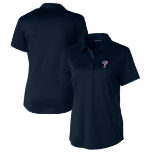 Women's Cutter & Buck Navy Philadelphia Phillies Americana Logo Prospect DryTec Textured Stretch Polo