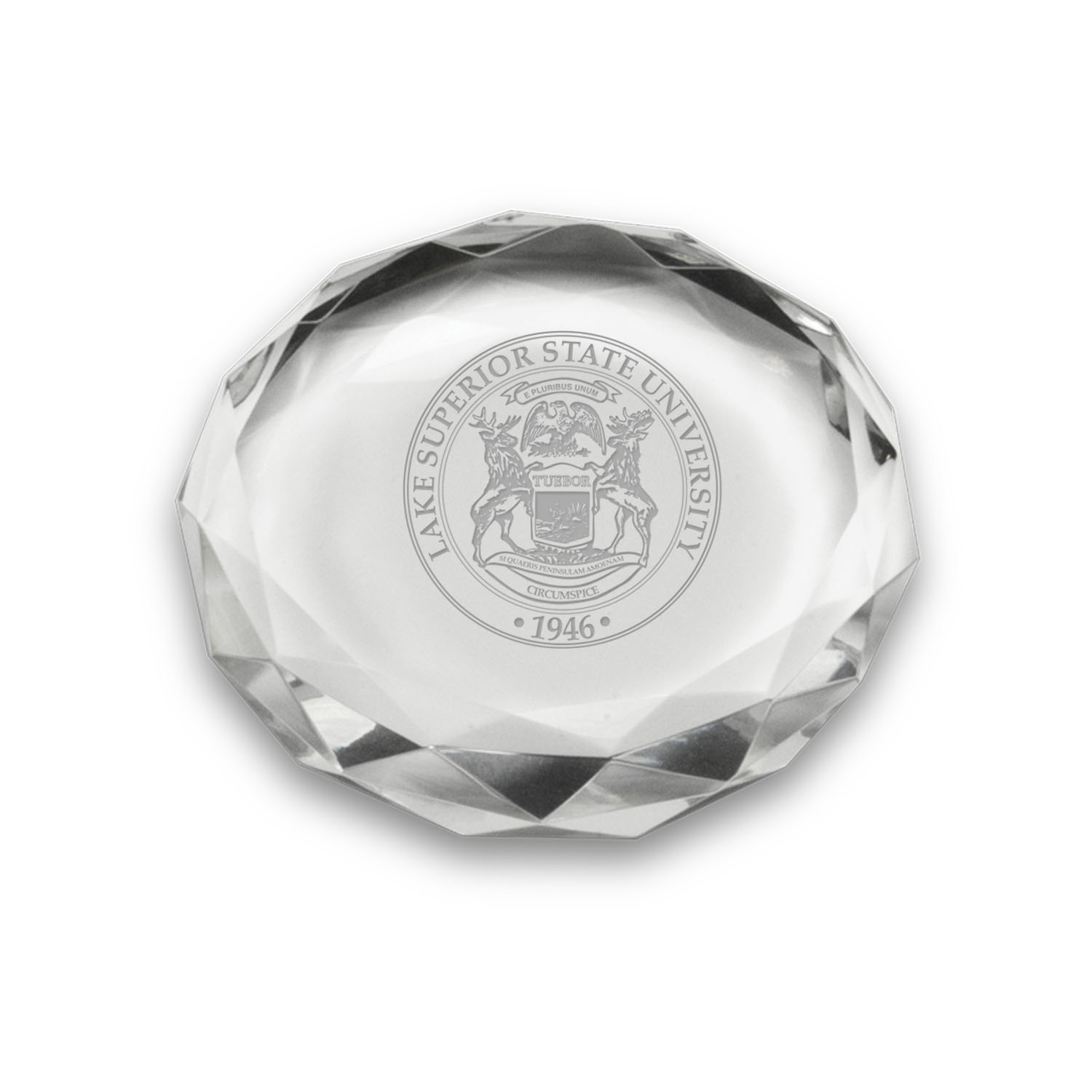 Lake Superior State Lakers 3'' Team Optic Crystal Faceted Paperweight