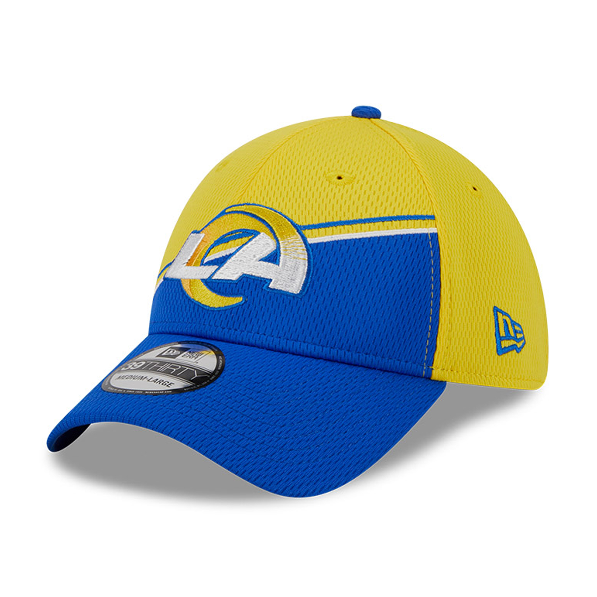 Men's New Era Gold/Royal Los Angeles Rams 2023 Sideline 39THIRTY Flex Hat - Image 3