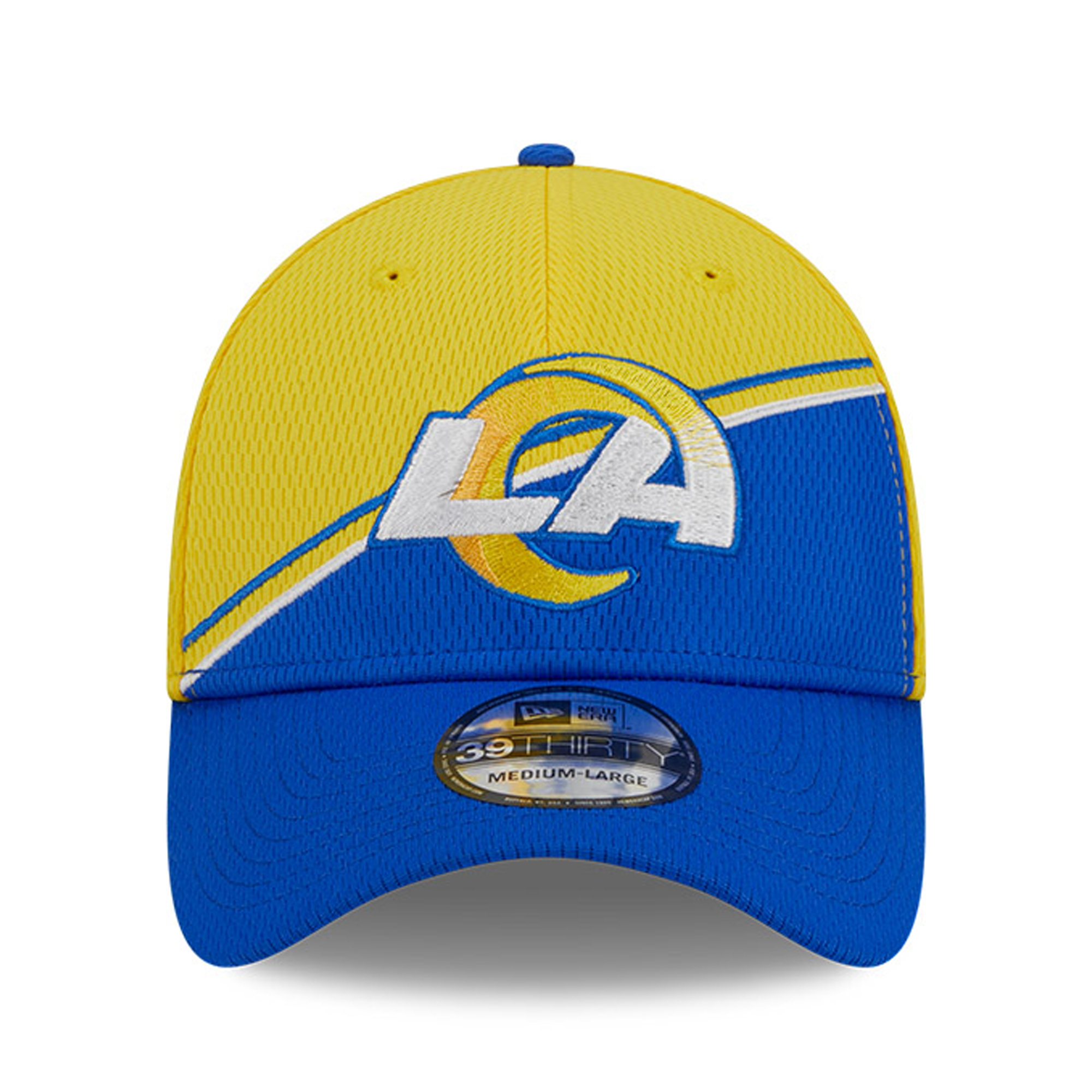 Men's New Era Gold/Royal Los Angeles Rams 2023 Sideline 39THIRTY Flex Hat - Image 4