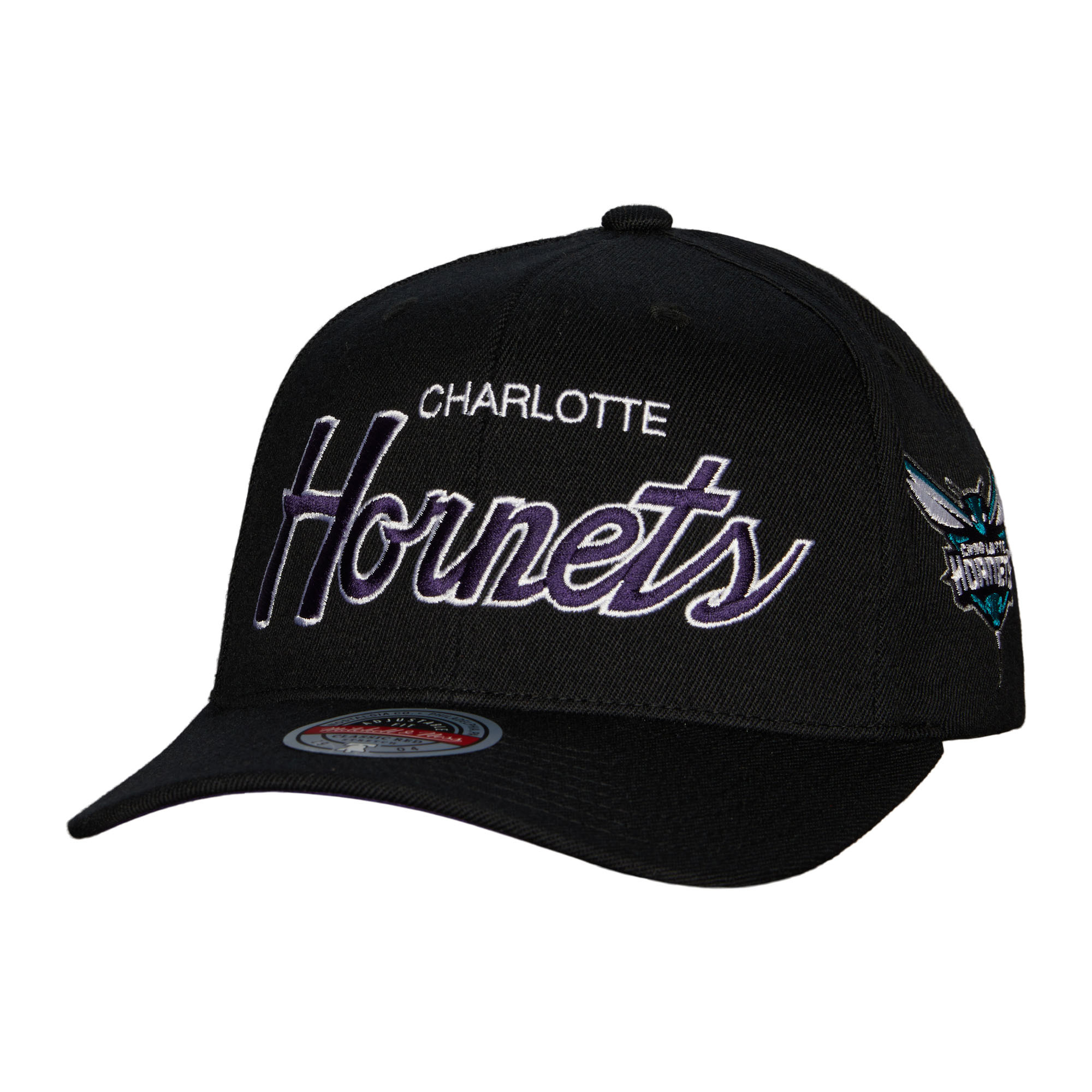 Men's Mitchell & Ness Black Charlotte Hornets MVP Team Script 2.0 Stretch-Snapback Hat - Image 5