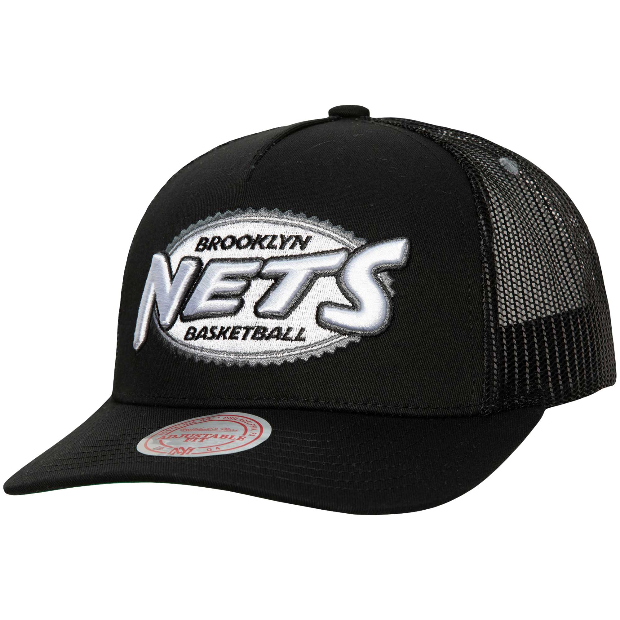 Men's Mitchell & Ness Black Brooklyn Nets Team Seal Trucker Snapback Hat