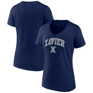Women's Navy Xavier Musketeers Campus V-Neck T-Shirt