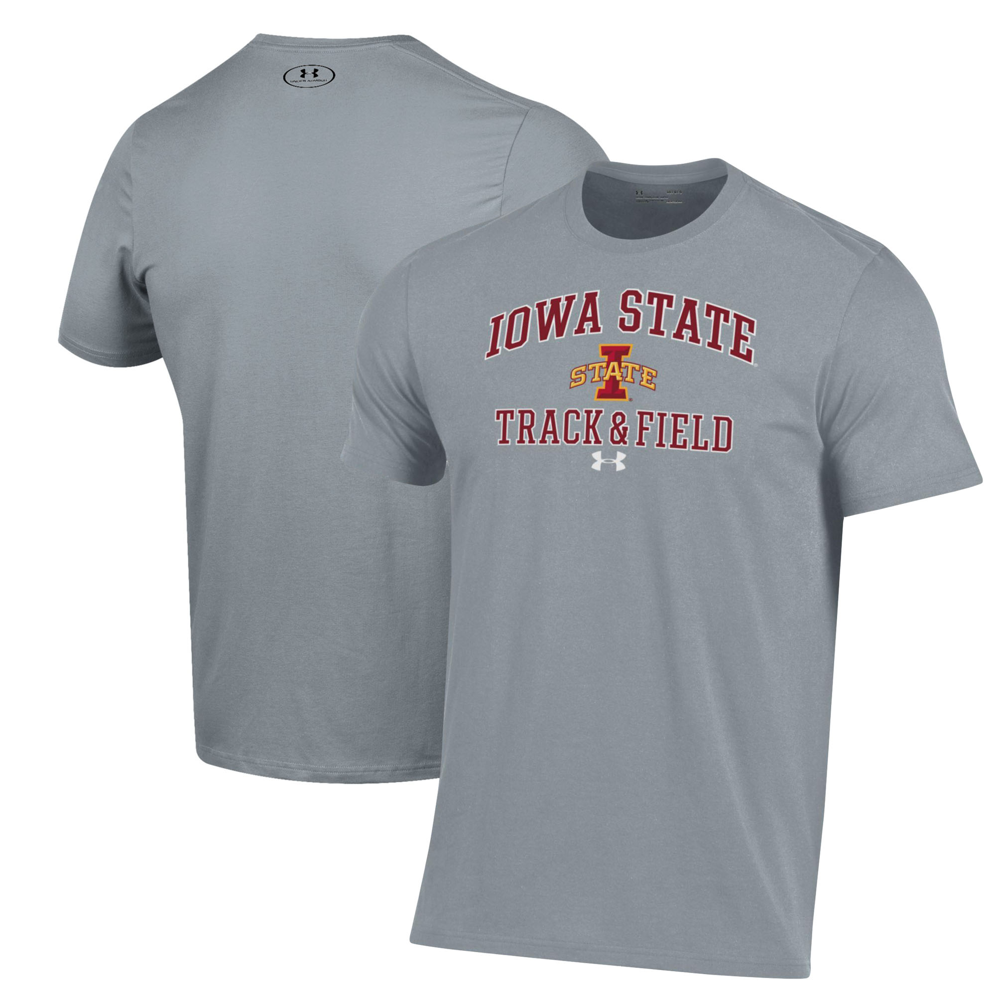 Men's Under Armour Gray Iowa State Cyclones Track & Field Performance T-Shirt - Image 2