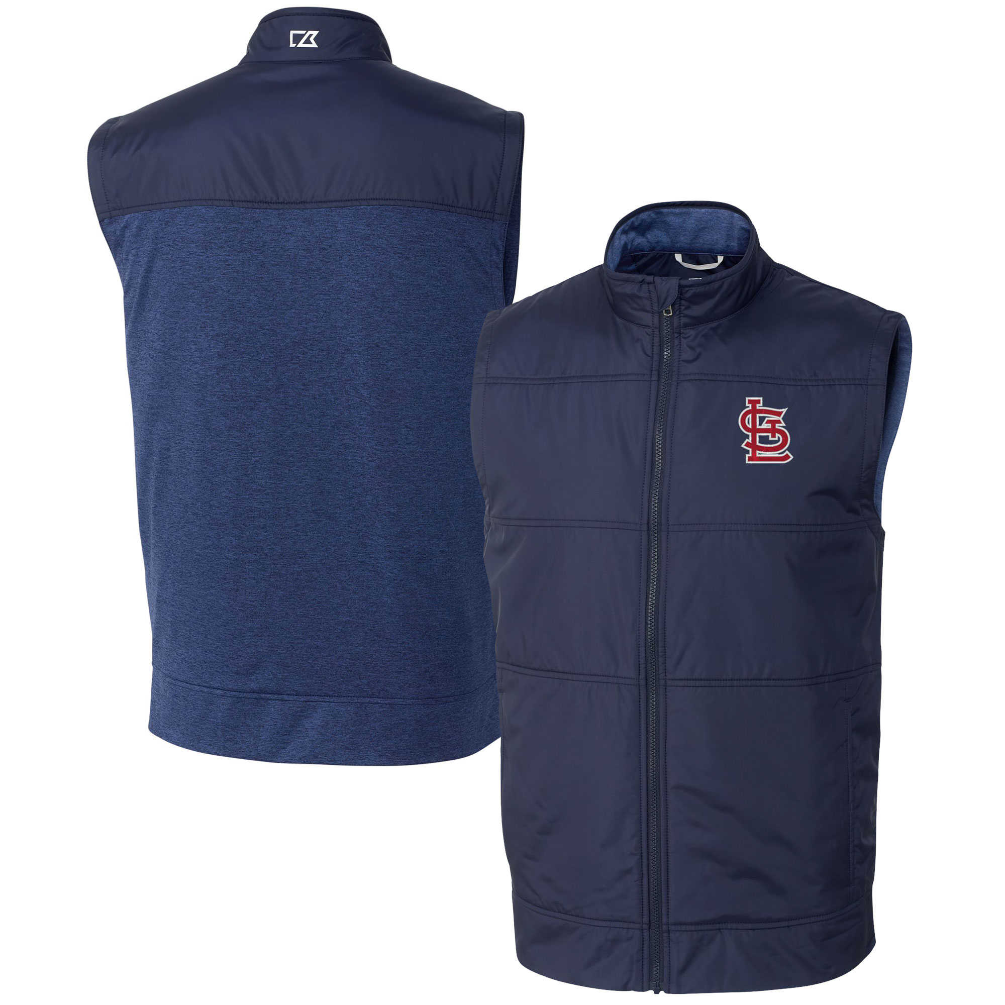 Men's Cutter & Buck Navy St. Louis Cardinals Big & Tall Stealth Hybrid Quilted Windbreaker Full-Zip Vest