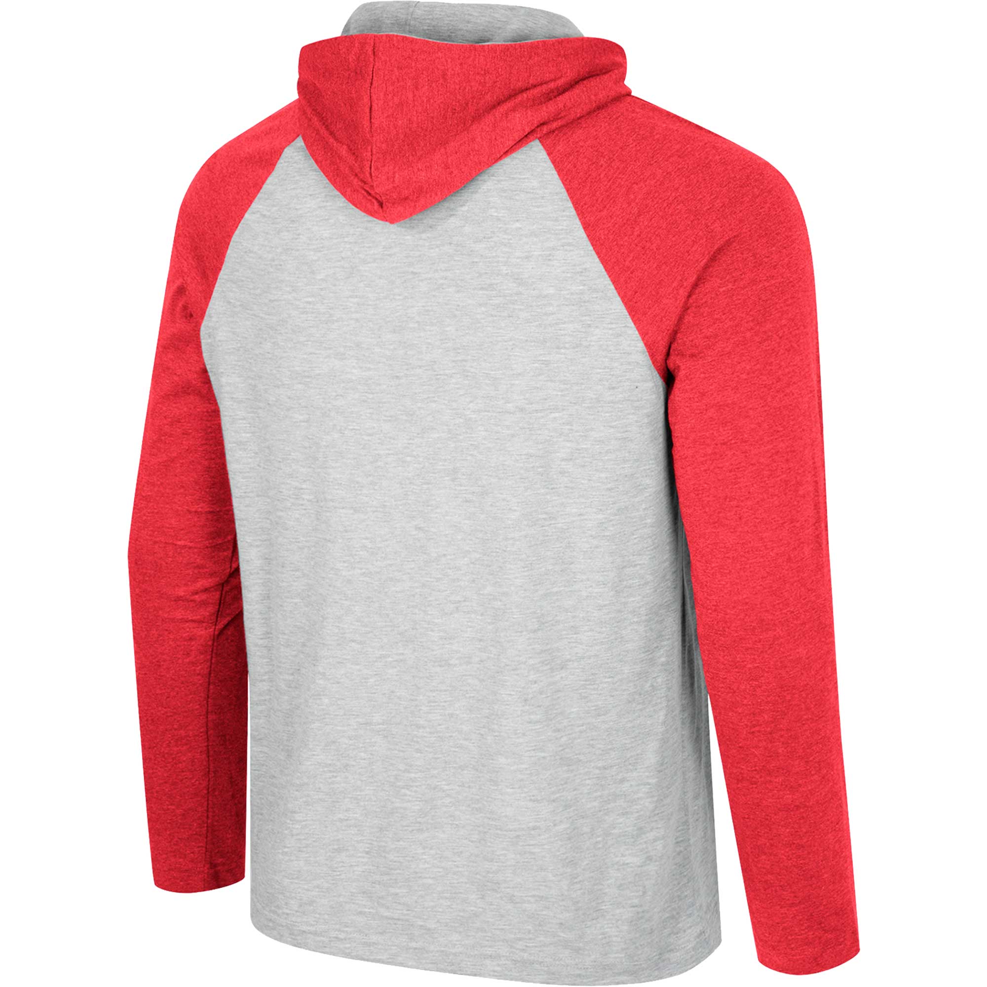 Men's Colosseum Heather Gray Wisconsin Badgers Hasta La Vista Raglan Hoodie Long Sleeve T-Shirt - Image 6