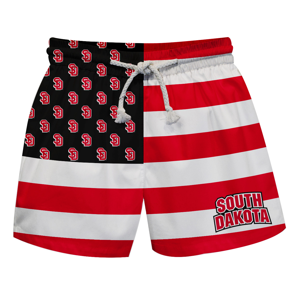 Toddler Vive La Fete Red/Black South Dakota Coyotes Flag Swim Trunks