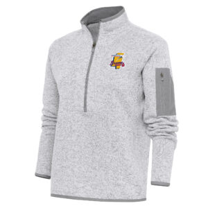 Women's Antigua  Heather Gray Mississippi Braves Fortune Half-Zip Pullover Jacket